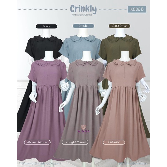 {BISA COD} CRINKLY By Winna Homedress Airflow Crinkle Kode B