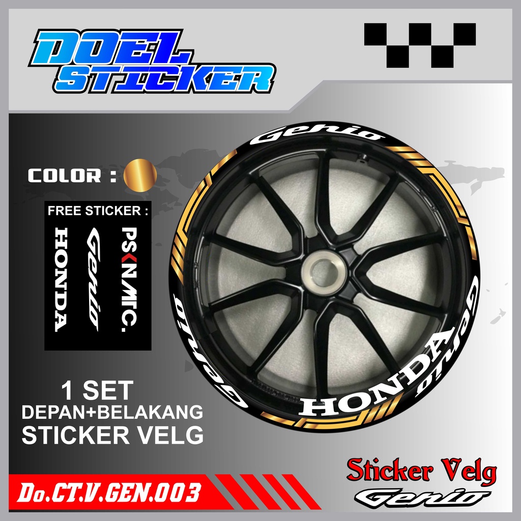 Stiker Cutting Velg Genio Racing Lis List Variasi Custom Set Depan Belakang Doel 003