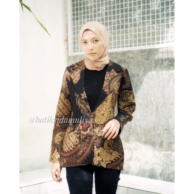 Blazer Batik Wanita Atasan Batik Blouse Jaz Outer Kantor Super Premium Eksklusif By Batik Sidamuliya