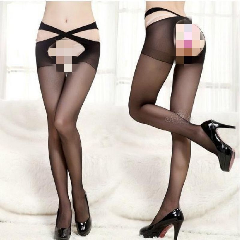 Sexy Stocking Stoking Wanita Kantor Kerja Pantyhose Model Silang Open Crotch