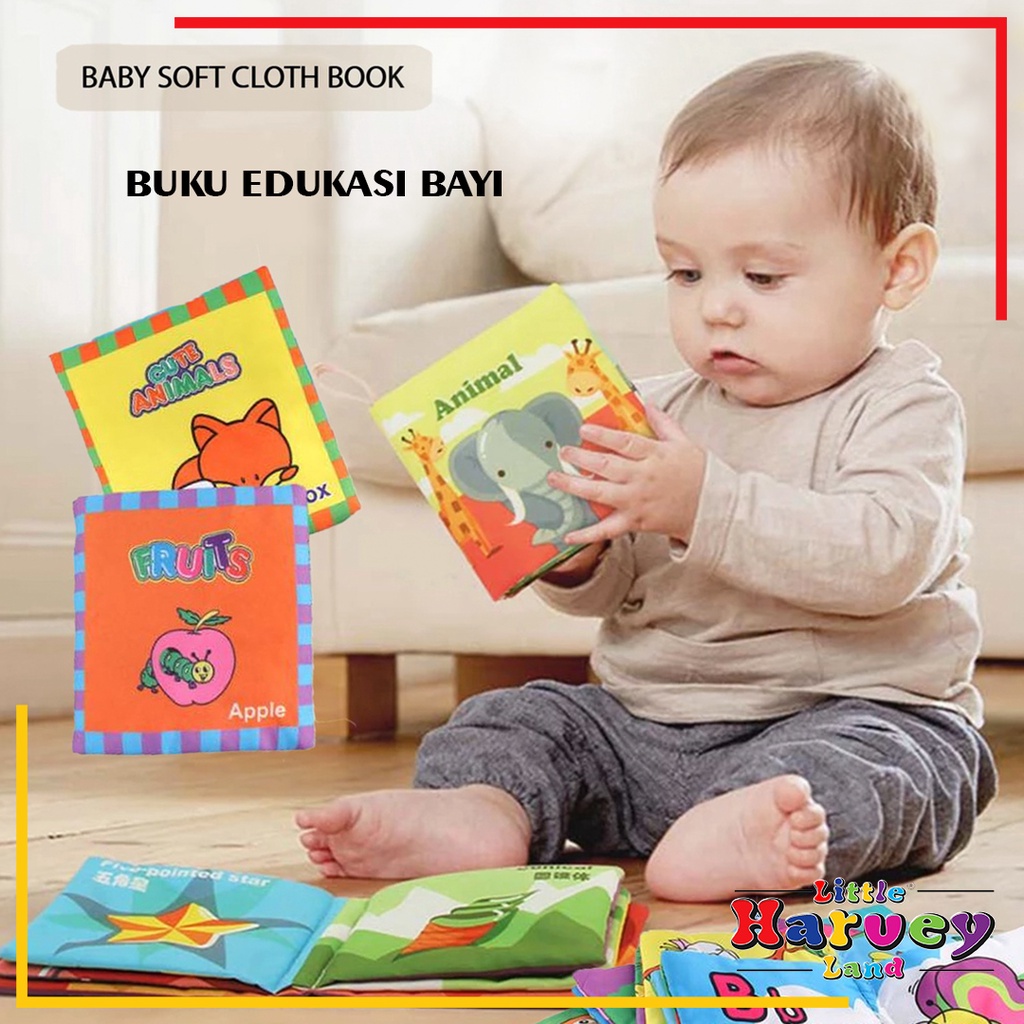 BUKU BANTAL MAINAN EDUKASI ANAK Buku Kain Bayi Karakter Anak Balita Belajar Cerita Gambar Edukatif Cloth Education Soft Book