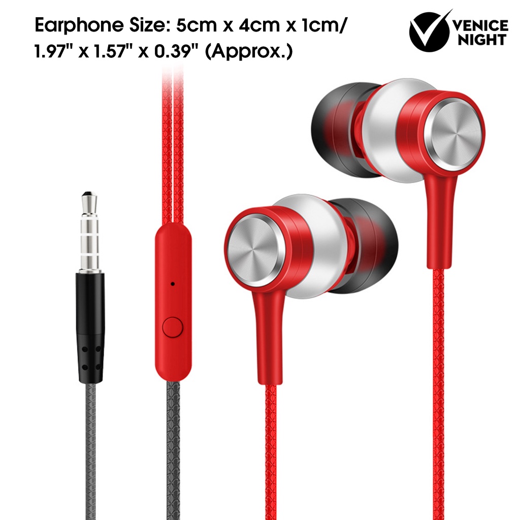 (VNEP) (Berkabel) HY-7 Earphone In-ear Heavy Bass Dual Drive 3.5mm Sport Gaming Headset dengan Mic untuk Ponsel