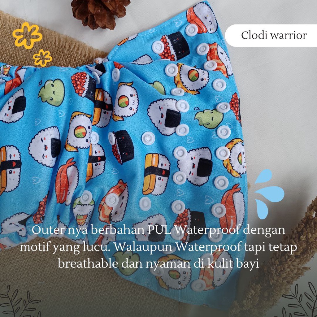 Baby oz Clodi All size Snap Kancing Popok Kain Bayi Cuci Ulang Fitur Cegah Bocor Inner Gusset