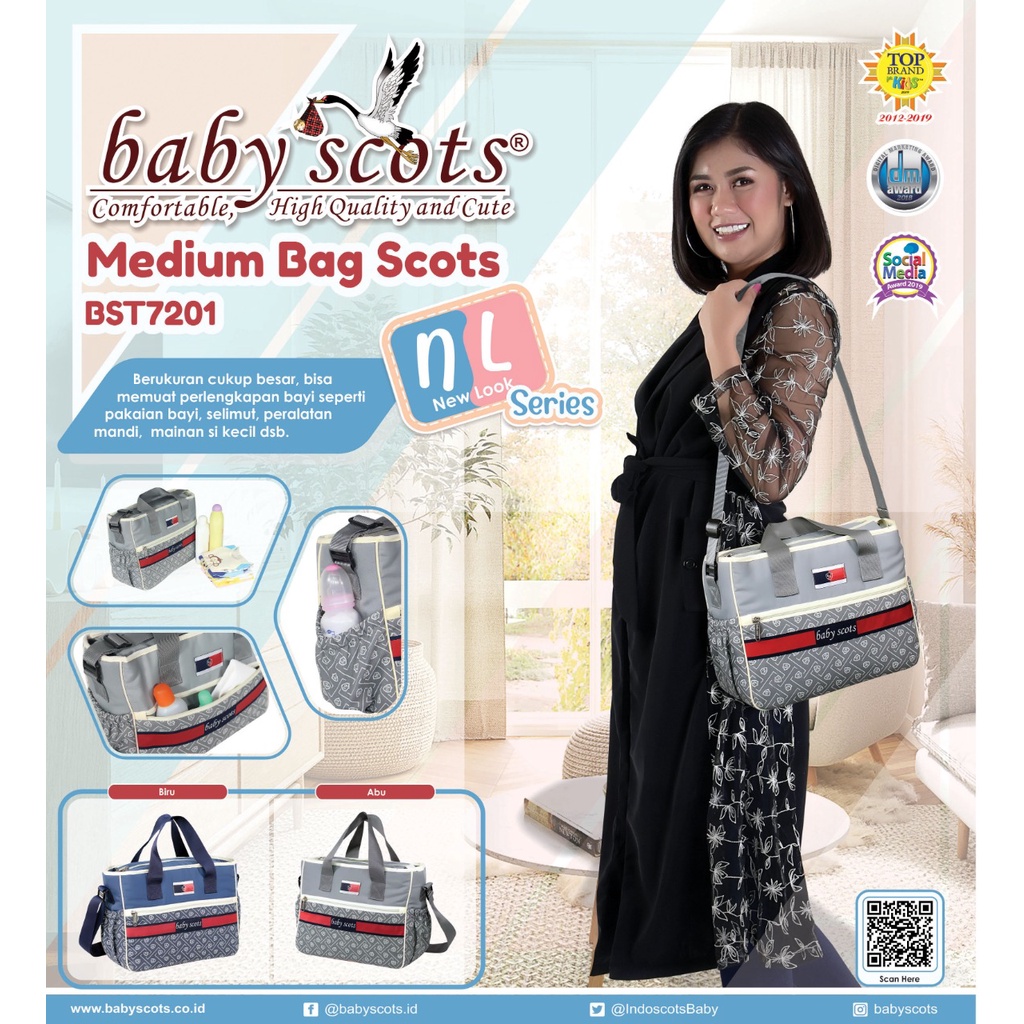 BABY SCOTS DIAPER BAG NEW LOOK SERIES MEDIUM SCOTS BST7201