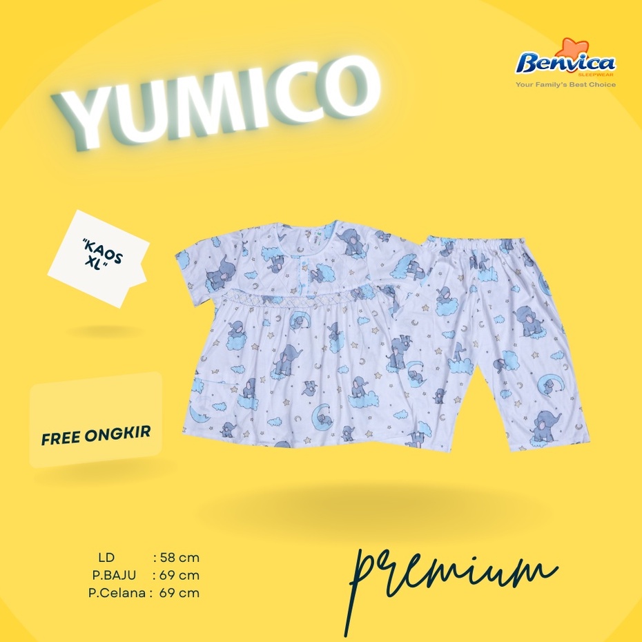 BAJU TIDUR CELANA PENDEK 3/4 XL KAOS PREMIUM YUMICO BANYAK MOTIF - C