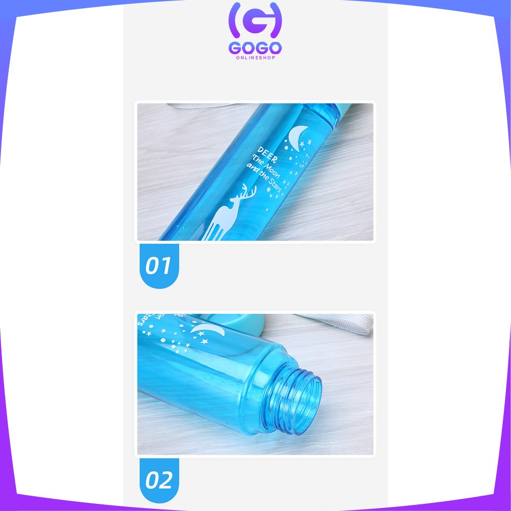 GOGO-C709 Botol Minum Portable 450ML Motif Karater Binatang Rusa / Tumbler Botol Air Minum Sport Travel Anak Sekolah