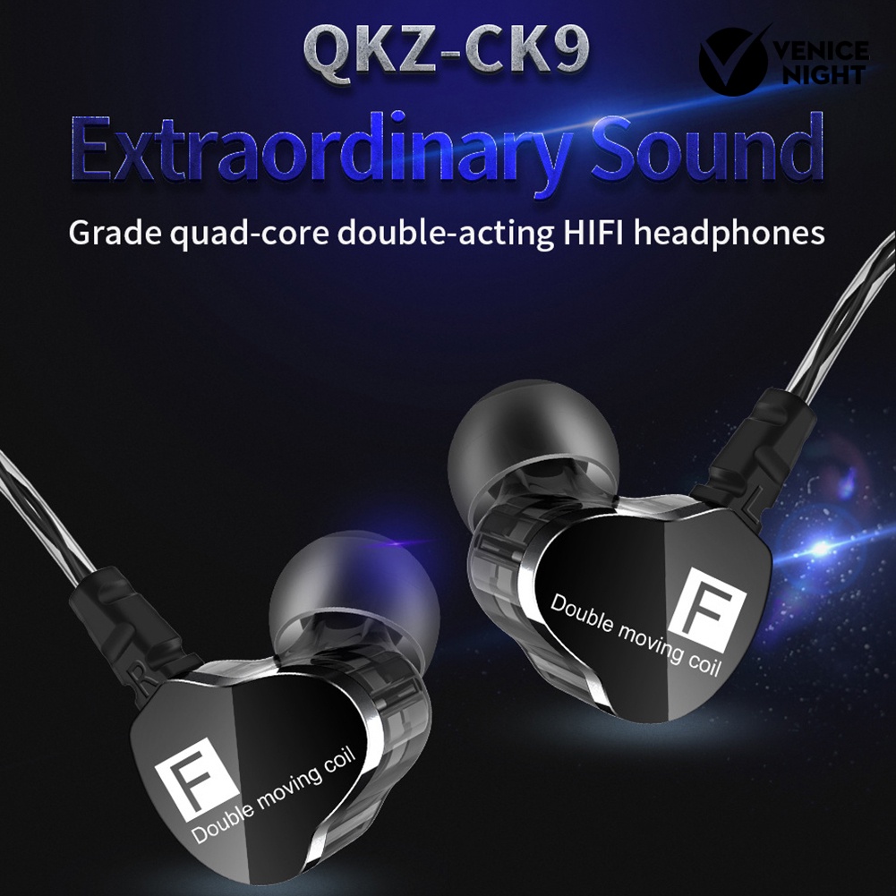 (VNEP) (Berkabel) QKZ CK9 Heavy Bass HiFi 3.5mm In-Ear Olahraga Earphone Headset dengan Mic