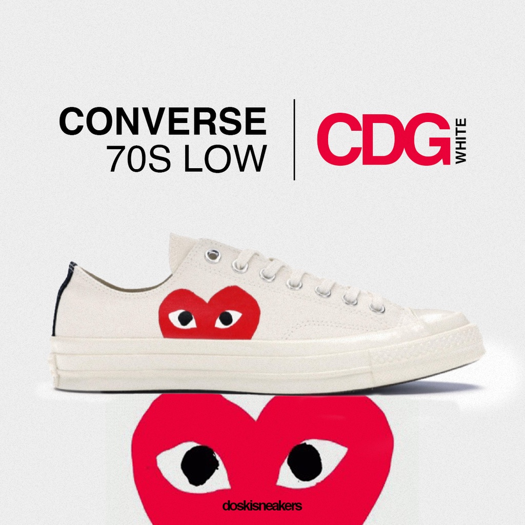 Converse 70S Low X CDG PLAY White 100% Original BNIB Sneakers Casual Pria Wanita Sepatu Ori Murah Se