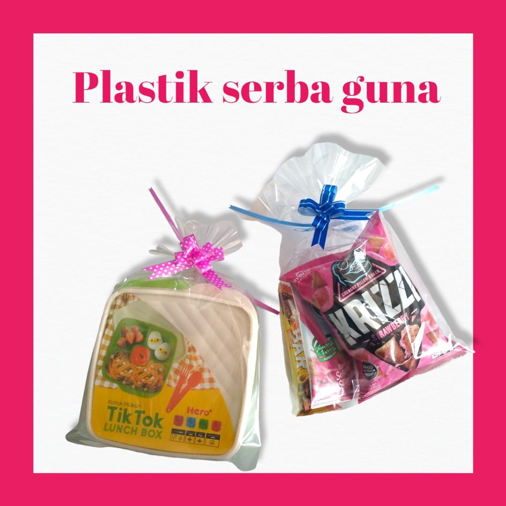 

PLASTIK SERBAGUNA OPP BENING PLUS PITA BUNGKUS SNACK DAN SOUVENIR ISI 10lbr