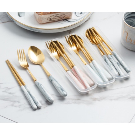 

Unik Marble Cutlery Set / Stainless Steel Fork / Spoon / Chopsticks Set Diskon