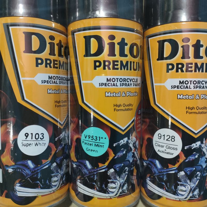 Pilok Cat Diton Premium Paket Lengkap 3 Kaleng Pastel Mint Green Hijau Mint V9531 Super White 9103 Clear Gloss 9128 400cc Pilok Paketan Cat Semprot Special Spray Paint