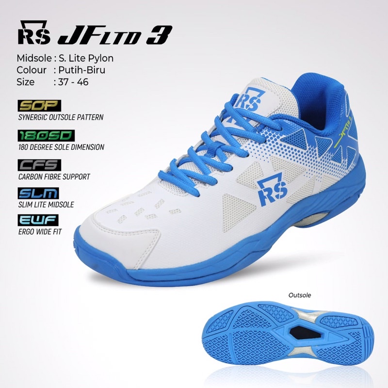 Sepatu Badminton Bulutangkis RS Jeffer Ltd 3 Dijamin Original Official Reinforce Speed
