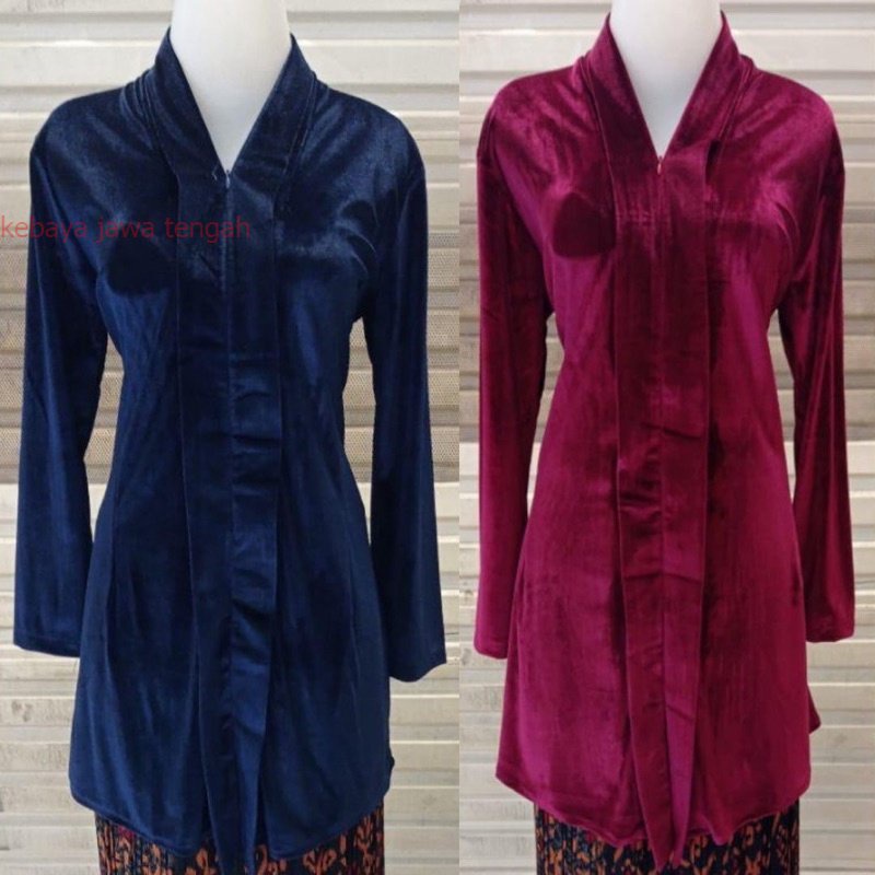 Kebaya Bludru Kartini Panjang / Kebaya Kartini V neck Kebaya Bludru