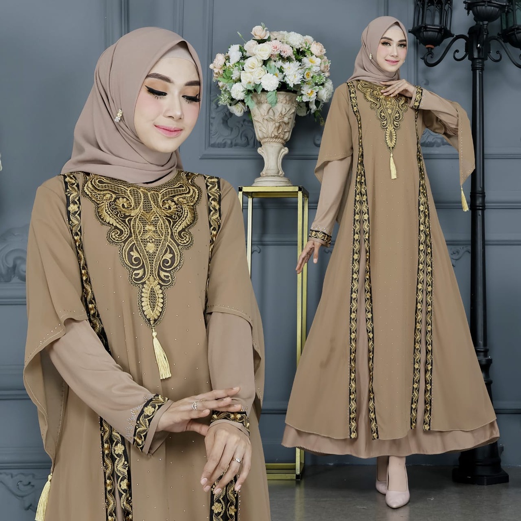 Abaya Turkey Terbaru Original Premium Mewah Hitam Wanita Dewasa Elegan Modern Model Import Kekinian 