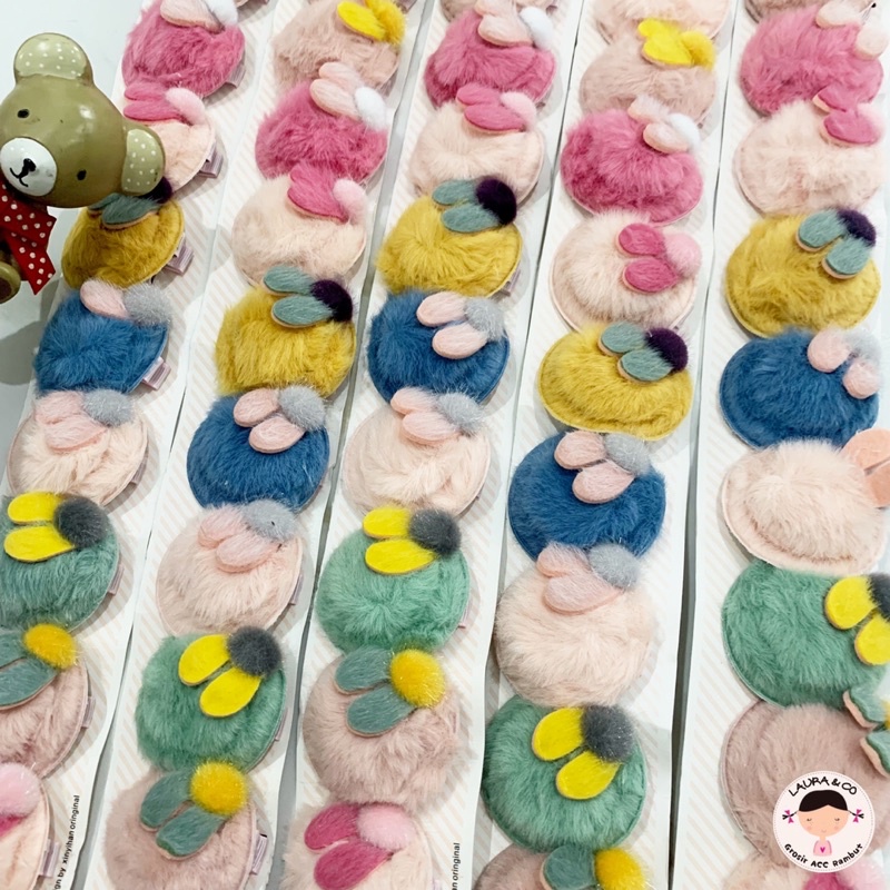 JEPIT UNICORN PITA BULU MUTIARA ISI 10PC HATI PANDA SANRIO BERUANG GROSIR