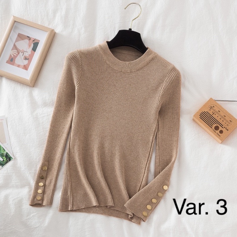 Woman Knit Sweater Top Import Premium ( Atasan Blus rajut wanita kerah biasa )