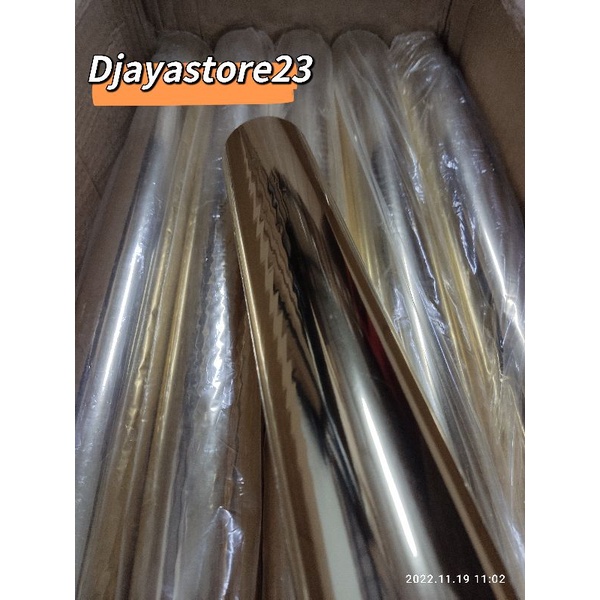 hot stamping foil/kertas foil, poly emboss warna EMAS MUDA SF105-13 /1roll 64cm x 120m