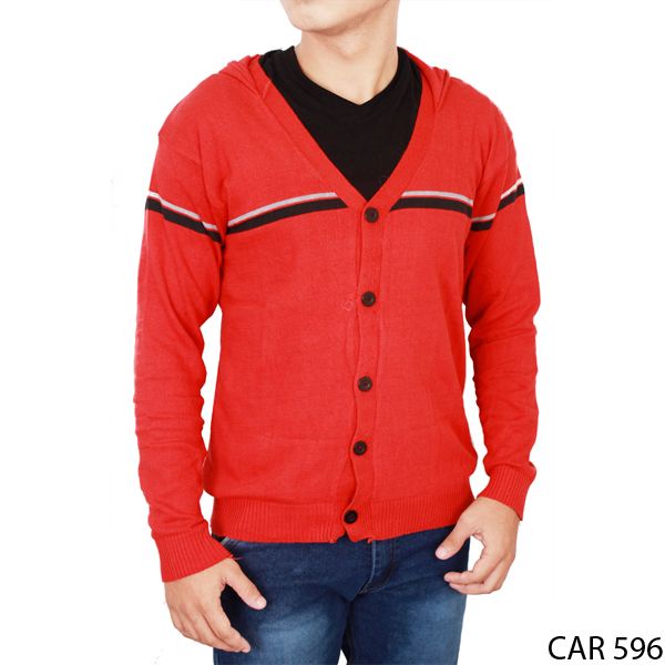 Cardigan Pria Panjang Fleece Merah – CAR 625