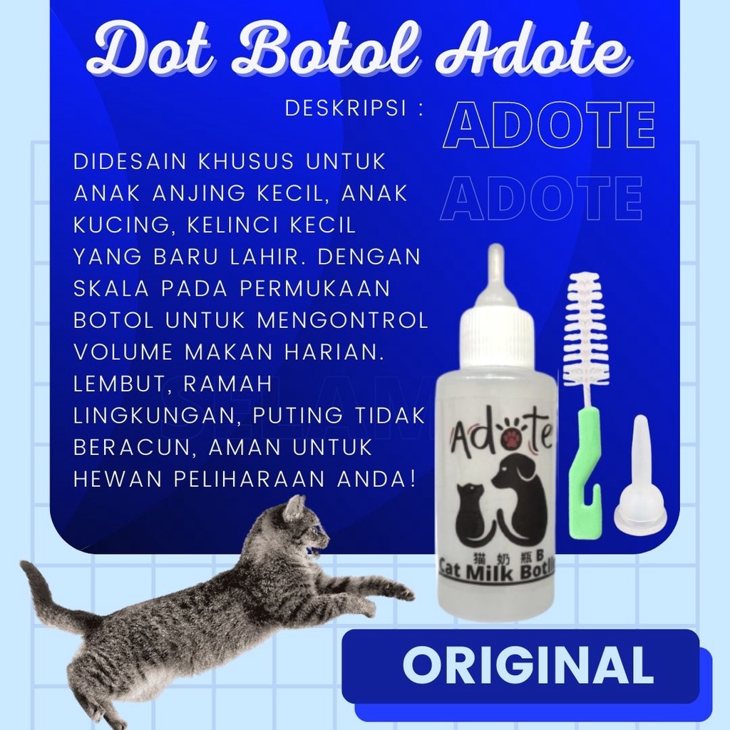 BOTOL SUSU MURAH ORIGINAL ADOTE UNTUK KUCING 1 PAKET SIKAT DAN DOT CADANGAN FEZONE