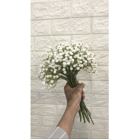 Custom Hand Buket Bouquet Wedding Pernikahan Baby Breath Artificial