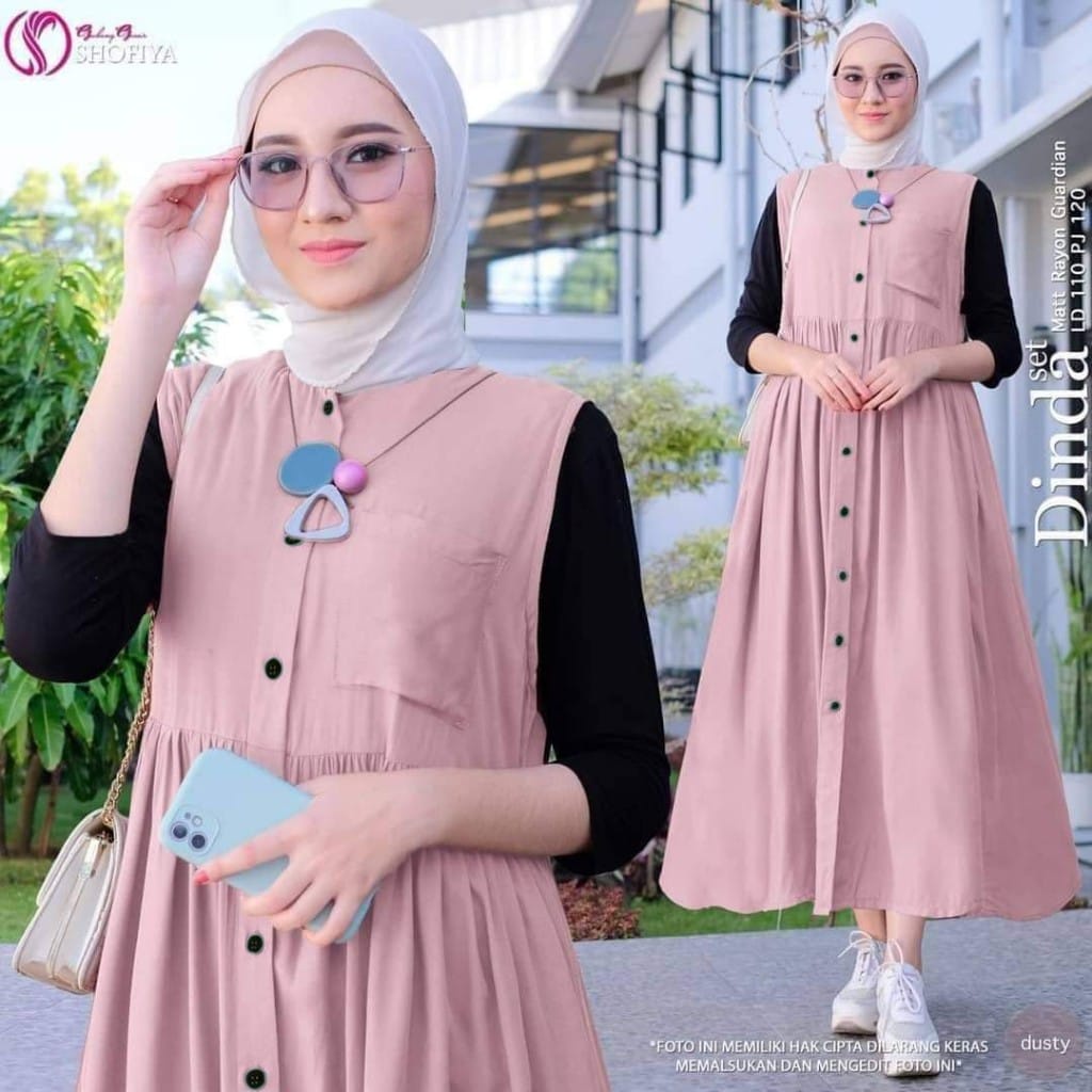 dinda set/ gamis wanita/ long dress/ inner dress/ dress panjang/ dress polos/dress polos panjang