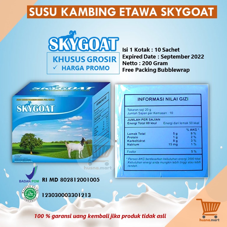 Susu Kambing Etawa Bubuk Original SKYGOAT 1 Box isi 10 Sachet Netto 200gr