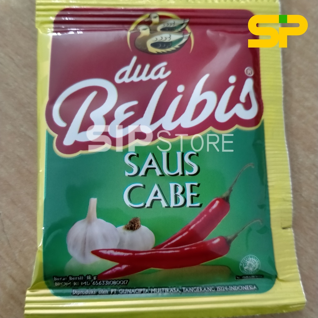 Saos Cabe DUA BELIBIS 18 gr / Saus Sambal Hot Chili / Saus Cabe DUA BELIBIS Sachet @10 pcs