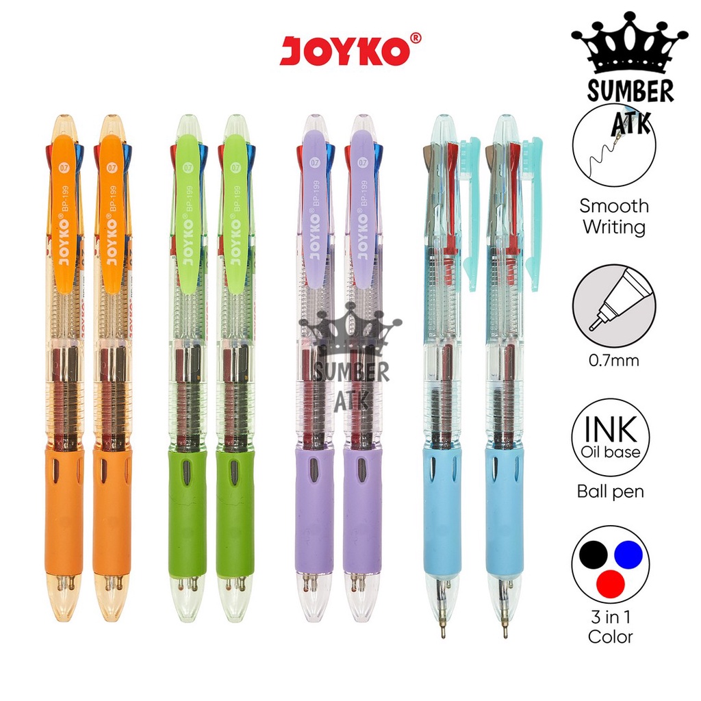 

Ball Pen / Pulpen / Pena Joyko BP-199 / Trico / 0.7 mm / 3 Warna / Colors