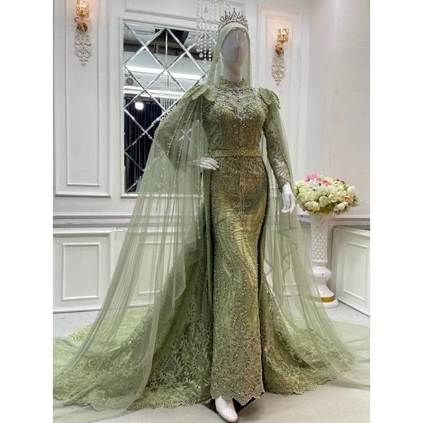 TERBARU//GAUN PENGANTIN DUYUNG DUYUNG EKOR PISAH FULL PAYET/DUYUNG BEREKOR PISAH MEWAH