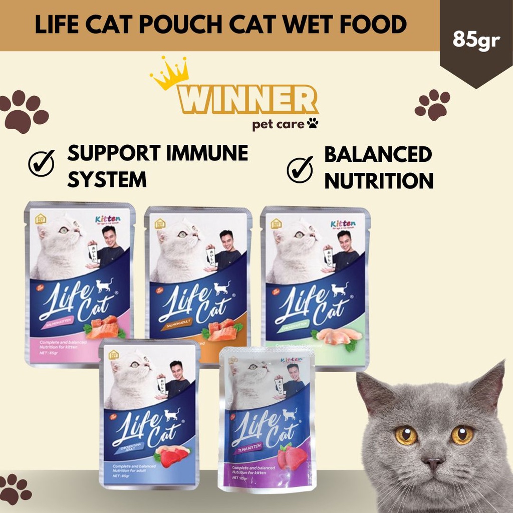 LIFECAT Pouch Kitten Adult Cat Wet Food 85gr