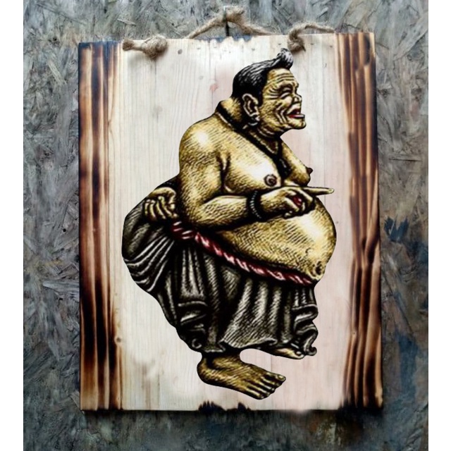 HIASAN DINDING SOUVENIR JAWA LUKISAN KAYU WAYANG SEMAR KLASIK