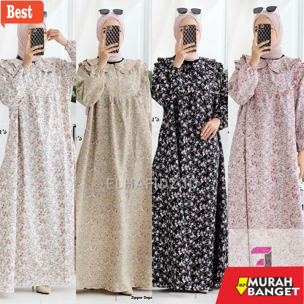 model dress terbaru 2022 Hijab Sisters Yuki Dress Maxi Jumbo Airflow Crinkle Lacey Premium Motif Bun