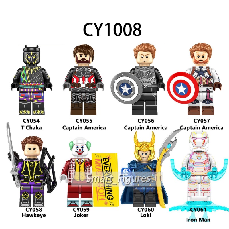 Mainan Puzzle Mini Figure Captain America Hawkeye Joker Loki Iron Man T 'Chaka CY1008 Untuk Hadiah