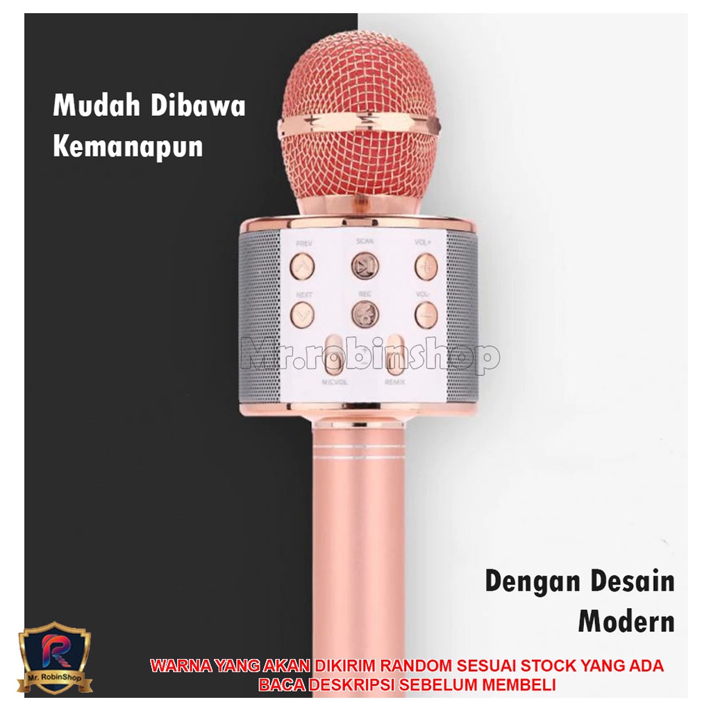 Mic Bluetooth WS-858 / Smule Wireless Karaoke Portable / WARNA RANDOM