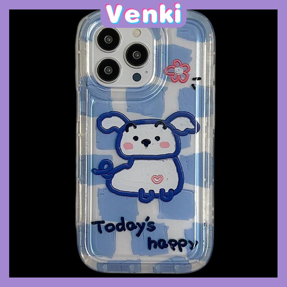 Case For iPhone 14 Pro Max TPU Soft Jelly Airbag Case Clear Blue Cartoon Cute Dog Case Camera Protection Shockproof For iPhone 14 13 12 11 Plus Pro Max 7 Plus X XR