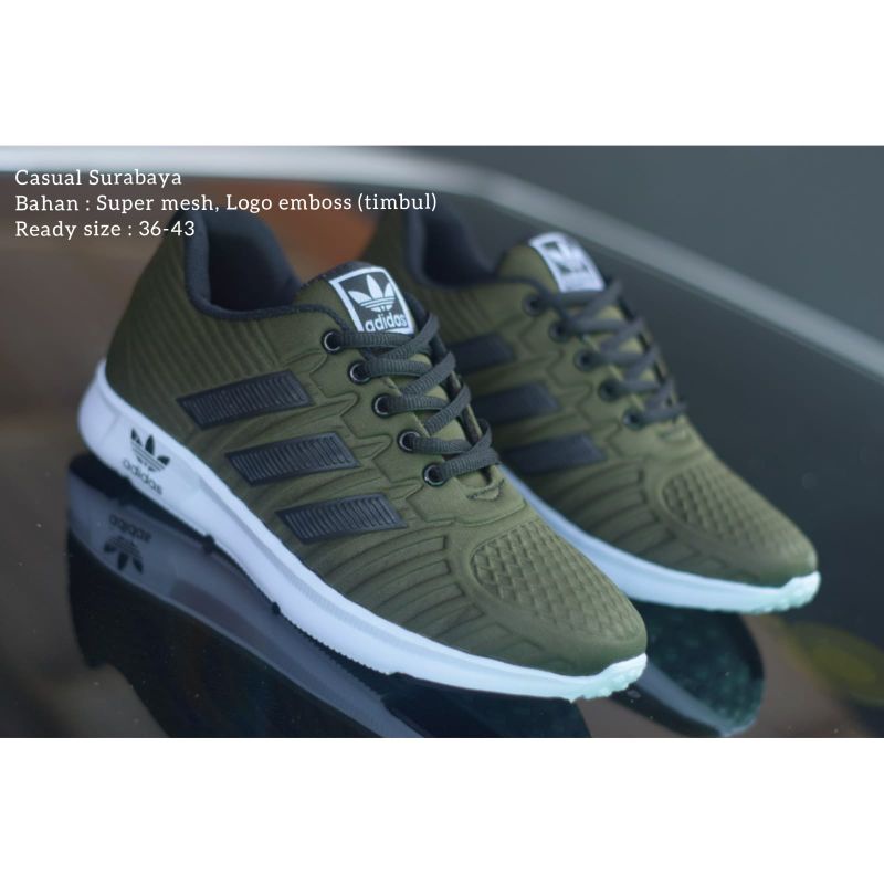 SEPATU SNEAKERS ADS OLAHRAGA HIJAU COKLAT ARMY