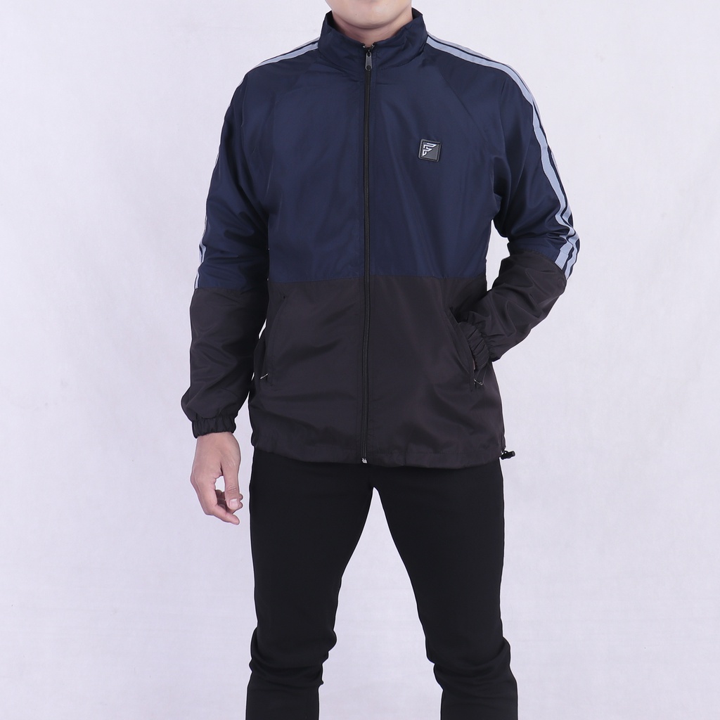 Jaket Pria Parasut Windbreaker Strip Forward System