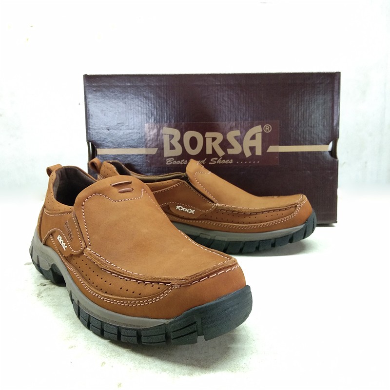 Borsa Sepatu Slip on pria kulit asli Logan Tan