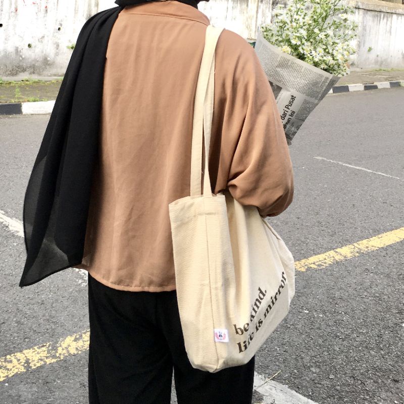 Kindly Nudie Bag Aesthetic Totebag Kuliah Bahan Kanvas