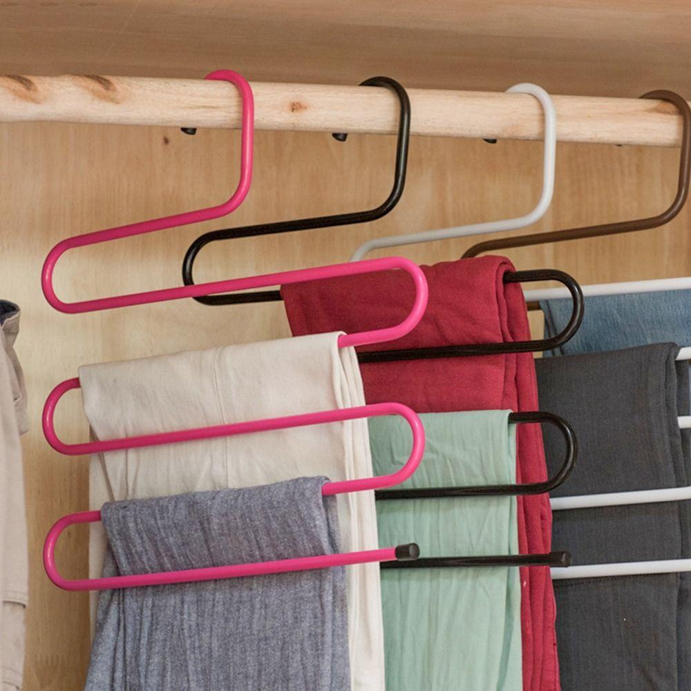 Rak Celana Nanas Bentuk S Stainless Steel Alat Penyimpanan Pakaian Organizer Celana Penyimpanan Gantungan
