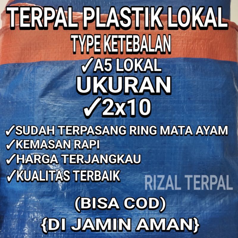 Terpal plastik lembaran ukuran 2x10 Type ketebalan A5 lokal cap truk