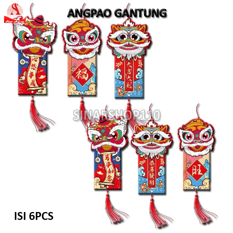 

Angpao Imlek Barongsai Gantung Pohon Isi 6 Pcs Ampau Gantungan Imlek Ampao Imlek Gantun Barongsai