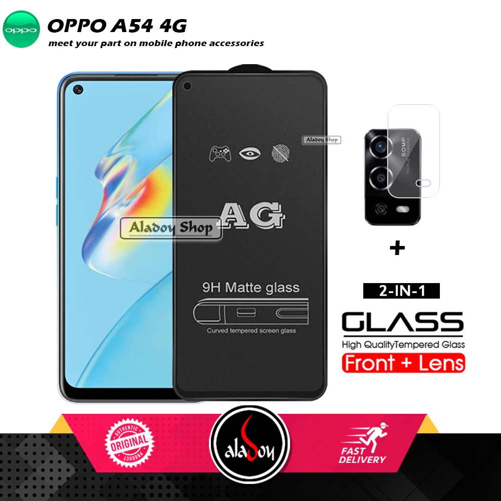 Oppo A54 4G PAKET 2IN1 Tempered Glass Matte Anti Glare Full Layar dan Tempered Glass Kamera