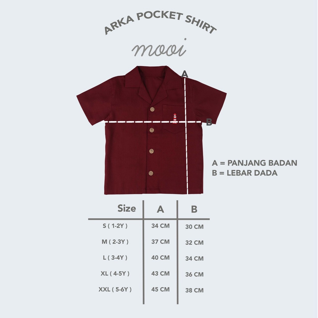 Baju Kemeja Atasan Anak Laki Laki  Lengan Pendek Mooi Arka Pocket Shirt 1-6 Tahun