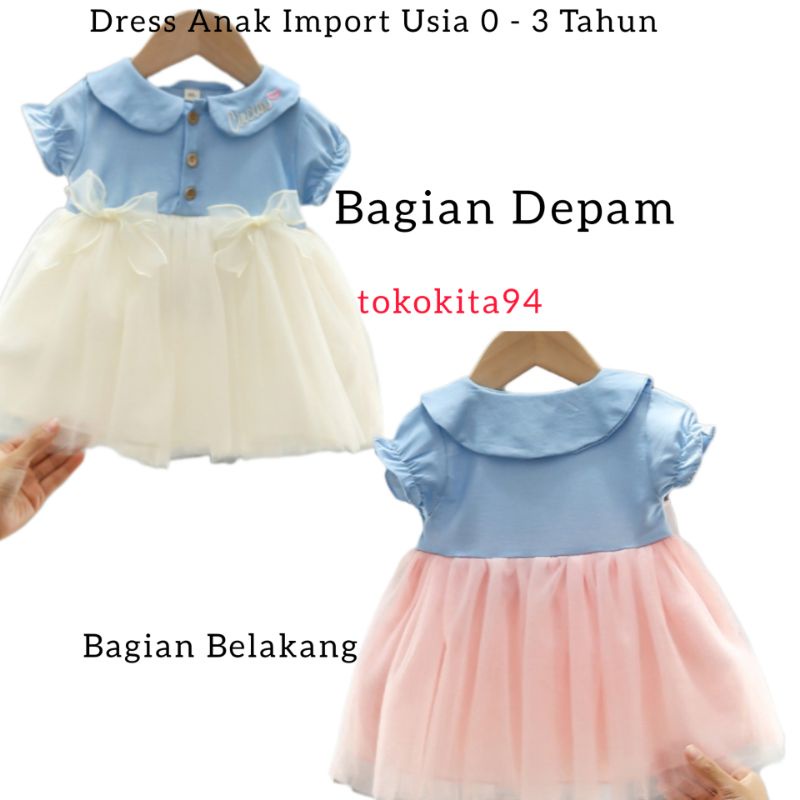 Dress Anak Import Satuan Motif  Pita Lucu - Gaun Baby Korea Cewek 1Pcs - Rok Anak Cewek Import Satu Pcs Lucu