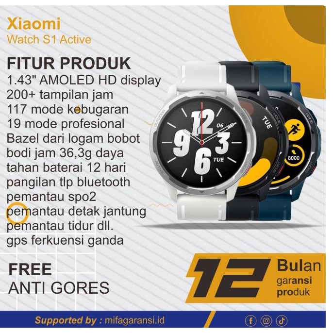 Xiaomi Watch S1 Active Smartwatch - Hitam