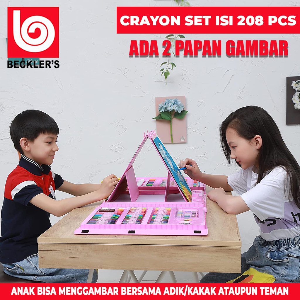 Crayon Set 208 Pcs / Pensil Warna Alat Menggambar Melukis Anak-anak Crayon Cat Air Pensi murah dan praktis