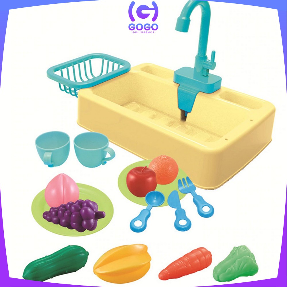 GOGO-M31 M109 Mainan Anak Kitchen Sink Tempat Cuci Piring Set Mainan Kran Air Wastafel BISA KELUAR AIR