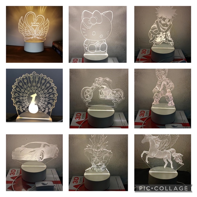 Lampu hias 3D /lampu tidur LED acrylic//motif lucu imut