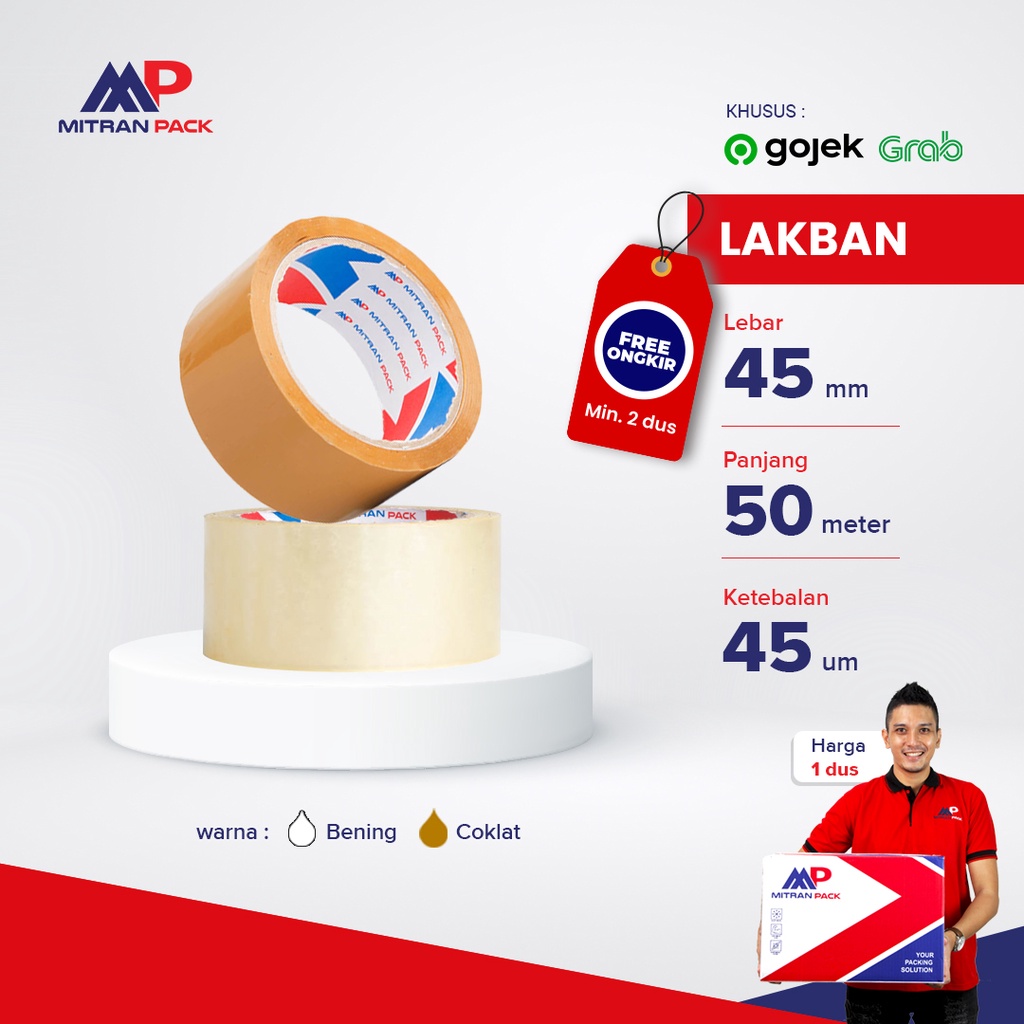 

(Gojek) Lakban Bening / Coklat 45 mm x 50 meter Mitran Pack Murah
